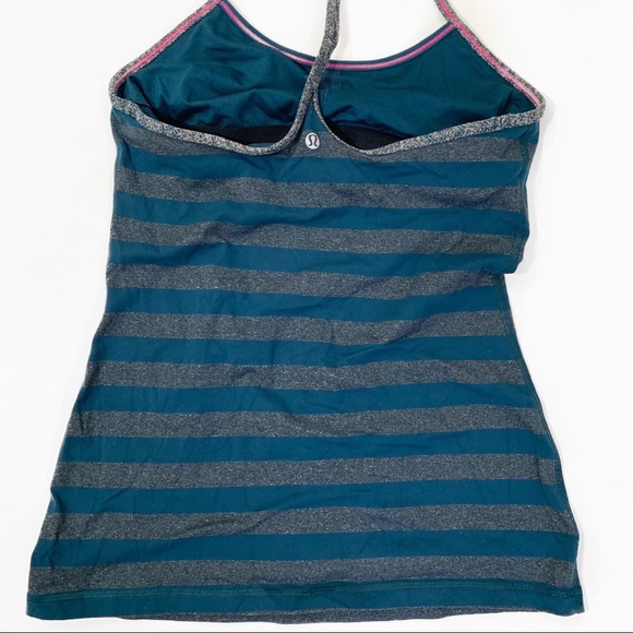 SOLD Lululemon Teal Stripe Print Spaghetti - Picture 3 of 5